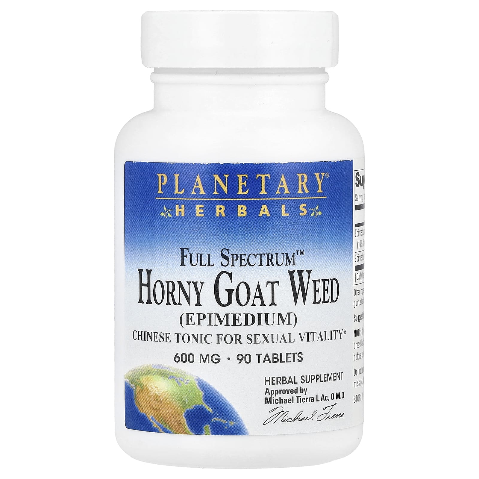Planetary Herbals, Horny Goat Weed, Full Spectrum™ 600 mg, 90 Tablets UPC 021078104827 | Hilife Vitamins